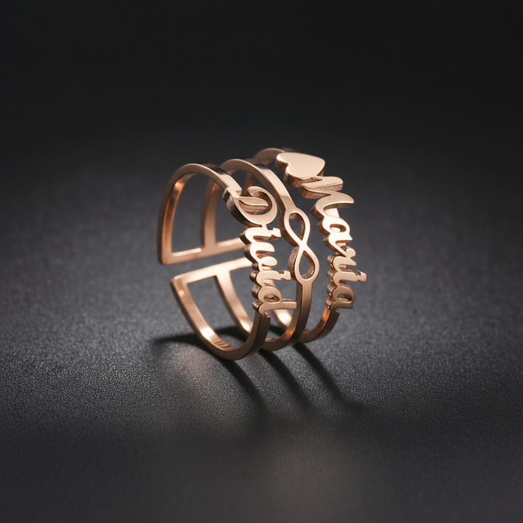Personalized Three Layer Name Ring – Luxury Custom Jewelry