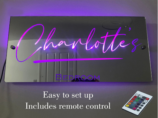 Personalized LED Mirror Light Decor – Custom Name Edition