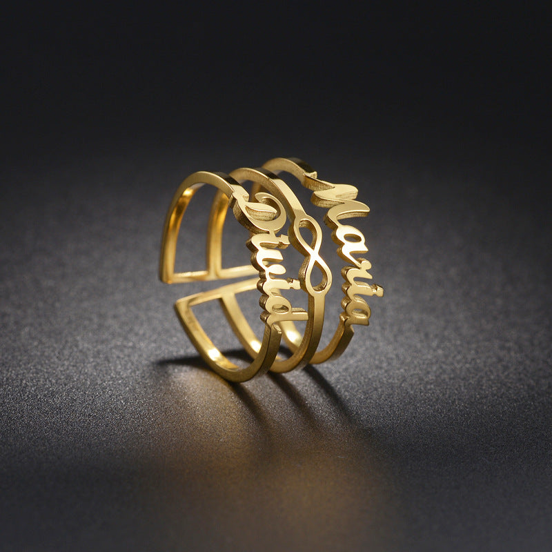Personalized Three Layer Name Ring – Luxury Custom Jewelry