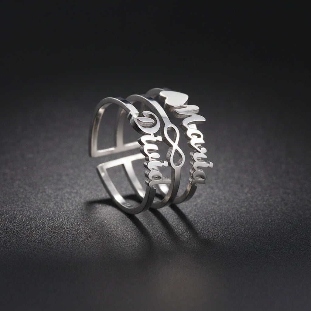 Personalized Three Layer Name Ring – Luxury Custom Jewelry