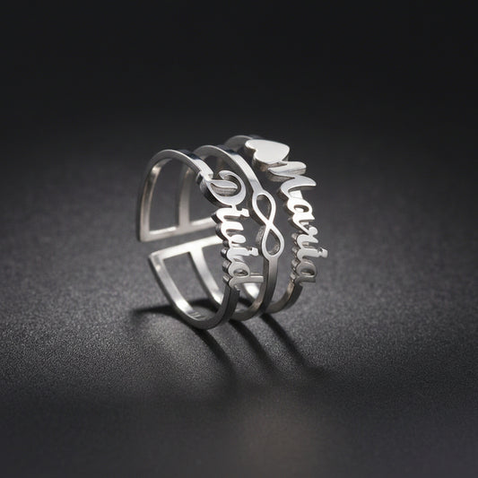 Personalized Three Layer Name Ring – Luxury Custom Jewelry