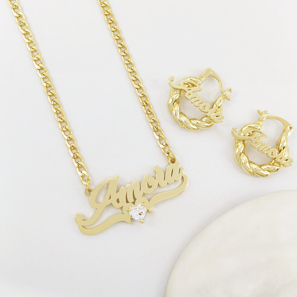 Personalized Duo Necklace & Earrings Set – Luxury Custom Jewelry